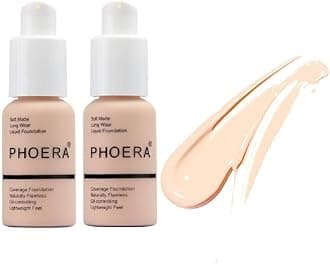 (101 Porcelain) - Matte Oil Control Concealer Foundation Cream,PHOERA New 30ml Long Lasting Waterproof Matte Liquid Foundation (101 Porcelain)