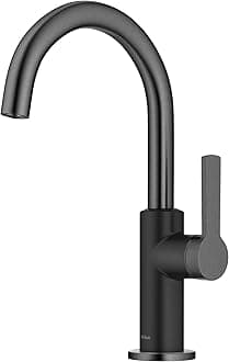 KRAUS Oletto Single Handle Kitchen Bar Faucet in Matte Black/Spot Free Black Stainless, KPF-2822MBSFSB
