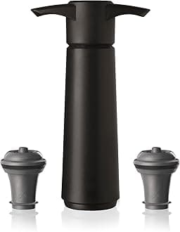 Wine Saver Pump with 2 x Vacuum Bottle Stoppers - Black 3w x 5h 09814606