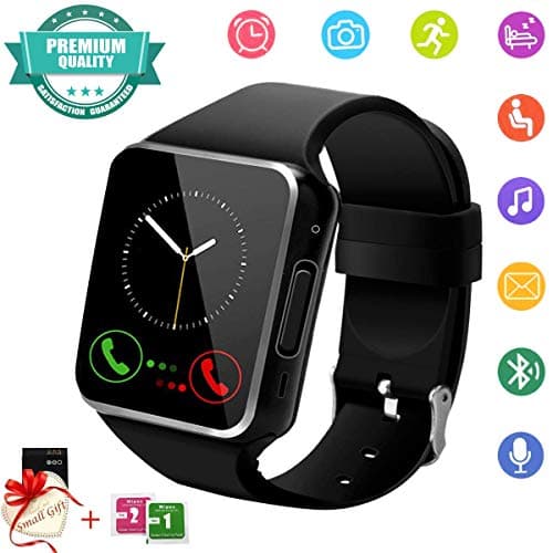 Smart Watch, Bluetooth Smartwatch Touch Screen Wrist Watch with Camera/SIM Card Slot,Waterproof Smart Watch Android Phone Watch for iOS Android Phones Samsung Huawei
