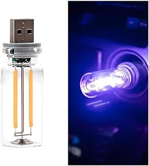USB LED Car Atmosphere Light, Mini Vehicle Ambient Interface Charging Lighting Bottle, Portable Automotive Night Lamp Decoration Accessories, Universal for SUV, Sedan, Truck (Purple)