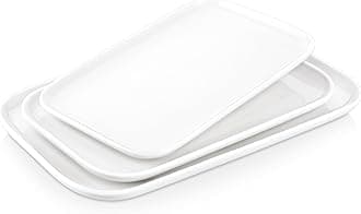 vancasso Serving Platter & Tray Set, 3-Piece Ceramic Serving Plates for Parties, 15.2/13.2/11.3 Inch Easy-Clean Large Serving Dish for Main Course and Side Dishes, White