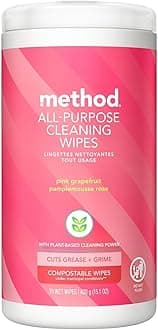 All-Purpose Cleaning Wipes, Pink Grapefruit, Multi-Surface, Compostable, 70 Count (Pack of 1)