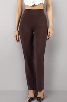 BlissClub Women's Straight Fit Mid Rise Pants