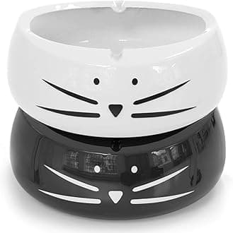 Koolkatkoo Cute Cat Ashtray Indoor or Outdoor Use Ceramic Ash Holder for Smokers Girls Women Decorative Ashtrays for Home Office Cat Lover Ash Tray Black and White