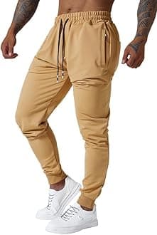 Mens Active Athletic Workout Jogger Sweatpants for Men with Zipper Pocket and Drawstring Size S-2XL
