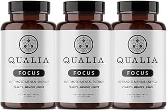 Qualia Focus Brain Booster Supplement | A Powerful Nootropic Designed to Deliver Sustained Mental Energy, Alertness, Concentration & Memory | with Ginkgo Biloba, L-Theanine Plus (Pack of 3)