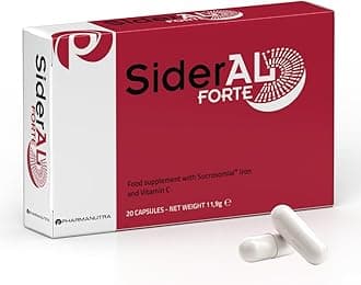 – SiderAL® Forte, Iron Deficiency and Energy Support, Sucrosomial Iron® 30 mg Food Supplement with Vitamin C, High Tolerability, No Metallic Taste, No Gluten, No Lactose, 20 Count, Pharmanutra