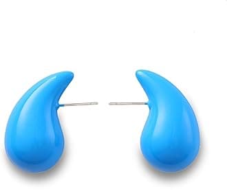 Rajputana Chunky Gold Hoop Earrings for Women, Lightweight Waterdrop Teardrop Hollow Open Hoops, Hypoallergenic Gold Plated Earrings Fashion Jewelry for Women Girls 18/25/32/47mm