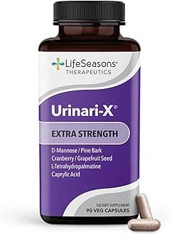 - Urinari-X Extra Strength with Enhanced Comfort - Urinary Tract Support - Fast UTI Relief - Vitamin Supplement for Bladder Function - D-Mannose, Cranberry, Pinebark, Uva Ursi & Grapefruit - 90 Capsules