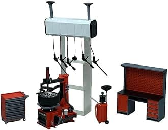 1/18 DIY Car Repair Shop, Mini Custom Shop Scene with Workbench and Tire Changer Model Set, Exquisite Ornaments