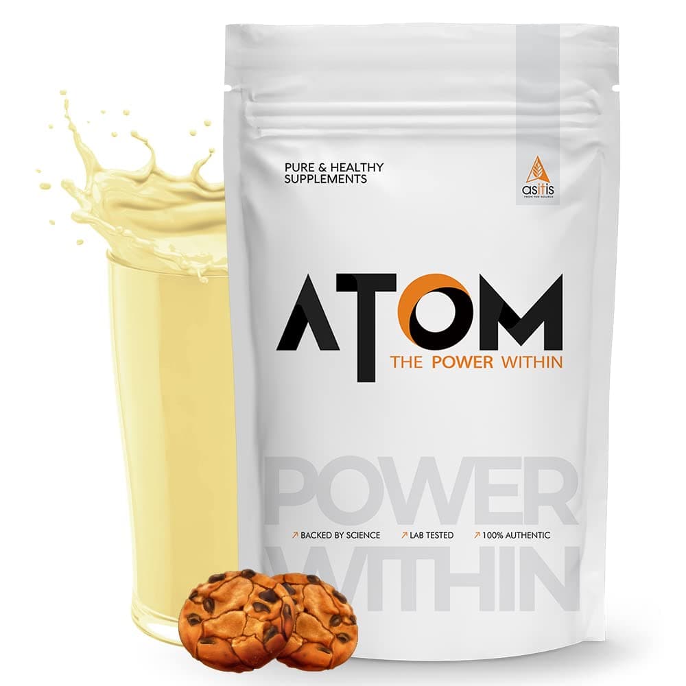 AS-IT-IS Atom Whey Performance Protein Muscle Booster Blend Safed Musli & Mucuna Pruriens For Faster Recovery & Fast-Acting Quick-Release Protein 100% Vegetarian Cookie Delight Flavor, 1000 grams