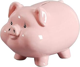 Ceramics Pink Pig Girls Piggy Bank for Adults,alcancias De Dinero para Adultos Niños,Saving Money Bank for Kids,Coin Counter Jar,Savings Banks,Piggy Bank for Boys,Money Jar,Cute Coin Bank