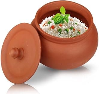 PALVIT Clay Art Earthen Handmade Cooking Curd Pot for Dahi, Dal & Sprouts | Mitti Curd Bowl with Lid | Traditional Storage & Biryani Serving Pot (1500 ML, Brown)