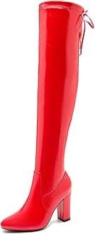 Women's Thigh High Boots Over The Knee Boot Sexy Pointed Toe Chunky Heels Boots Zipper Lace Up Long Boots