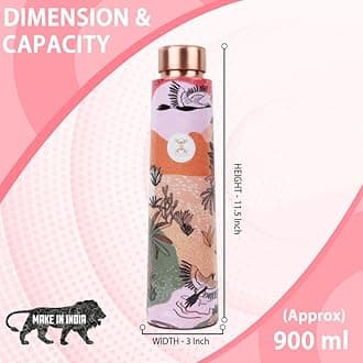 Stay Refreshed and Healthy Pure Copper Water Bottle - Advanced Leak Proof, Joint Less (900ml)