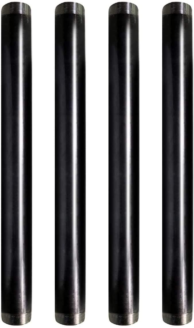 Supply Giant QDCM3418-4 3/4 Inch Black Pipe, Threaded Three Quarter Inch Malleable Steel Fitting Build DIY Vintage Furniture, 3/4"" x 18"" (Pack Of 4), 18 Inch"