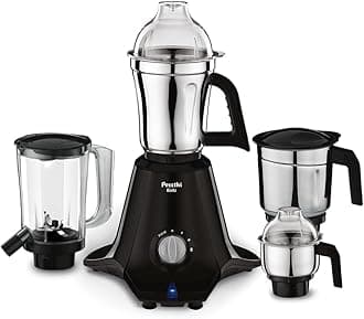 Preethi Boltz Mixer Grinder for Kitchen | 4 Jars 1000 Watts Mixie| 3 Stainless Steel Jar & 1 Blender Jar for Milkshake,Smoothie,Puree - Black (MG-288)