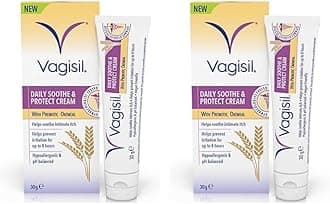 Vagisil Daily Soothe & Protect Cream For Women & Sensitive Skin With Natural Prebiotic Oatmeal, Gentle Formula For Daily Use, Fragrance Free, 30g (Pack of 2)