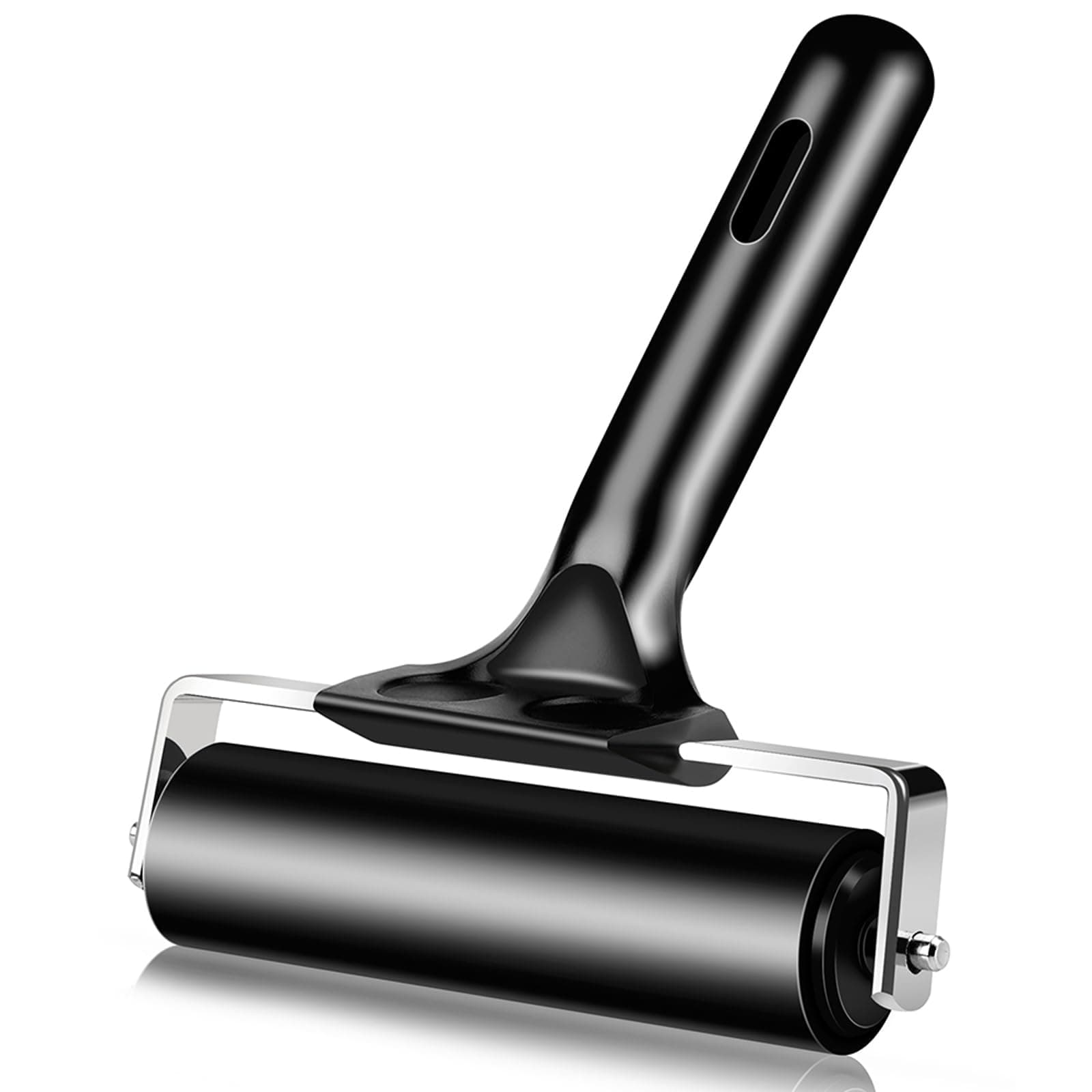 4 Inch Rubber Roller Brayer Rollers for Crafting, Hard Rubber Rollers for Printmaking, Printing, Gluing and Stamping Tools, Boat Flooring & Wallpaper (Original Version, Black)