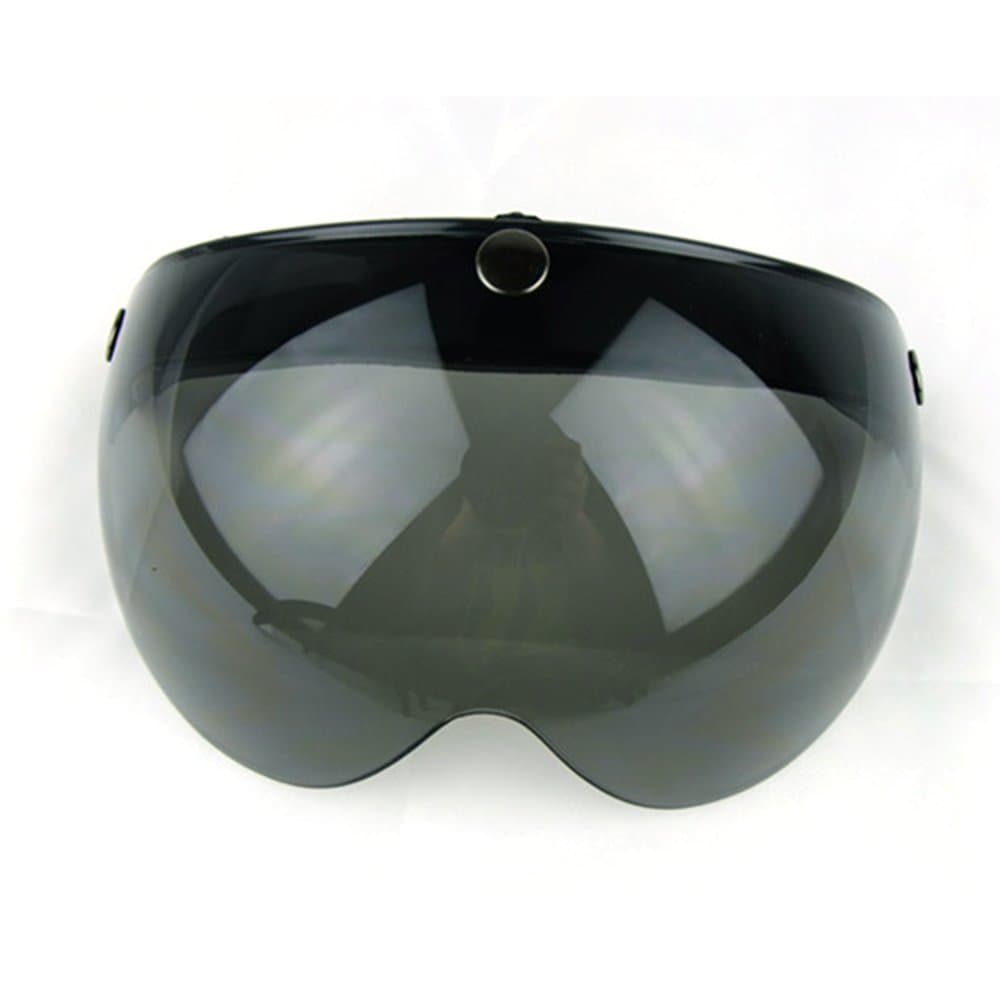 Motorcycle Retro Pilot-Style Open Face Helmet Wind Shield 3 Snap-Button Visor Flip Up Down(Dark Smoke)