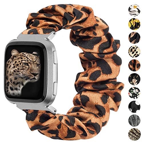 TOYOUTHS Scrunchie Bands Compatible with Fitbit Versa/Versa 2/Versa Lite Special Edition Women Girl Elastic Stretch Fabric Strap Pattern Printed Scrunchy Replacement Bracelet Wristband Accessories