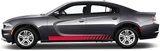 Vinyl Car Side Skirt Decals Compatible for Dodge Charger Side Body Racing Stripes Sticker Stripe Graphics Door Decoration Racing Accessories (Gloss red)