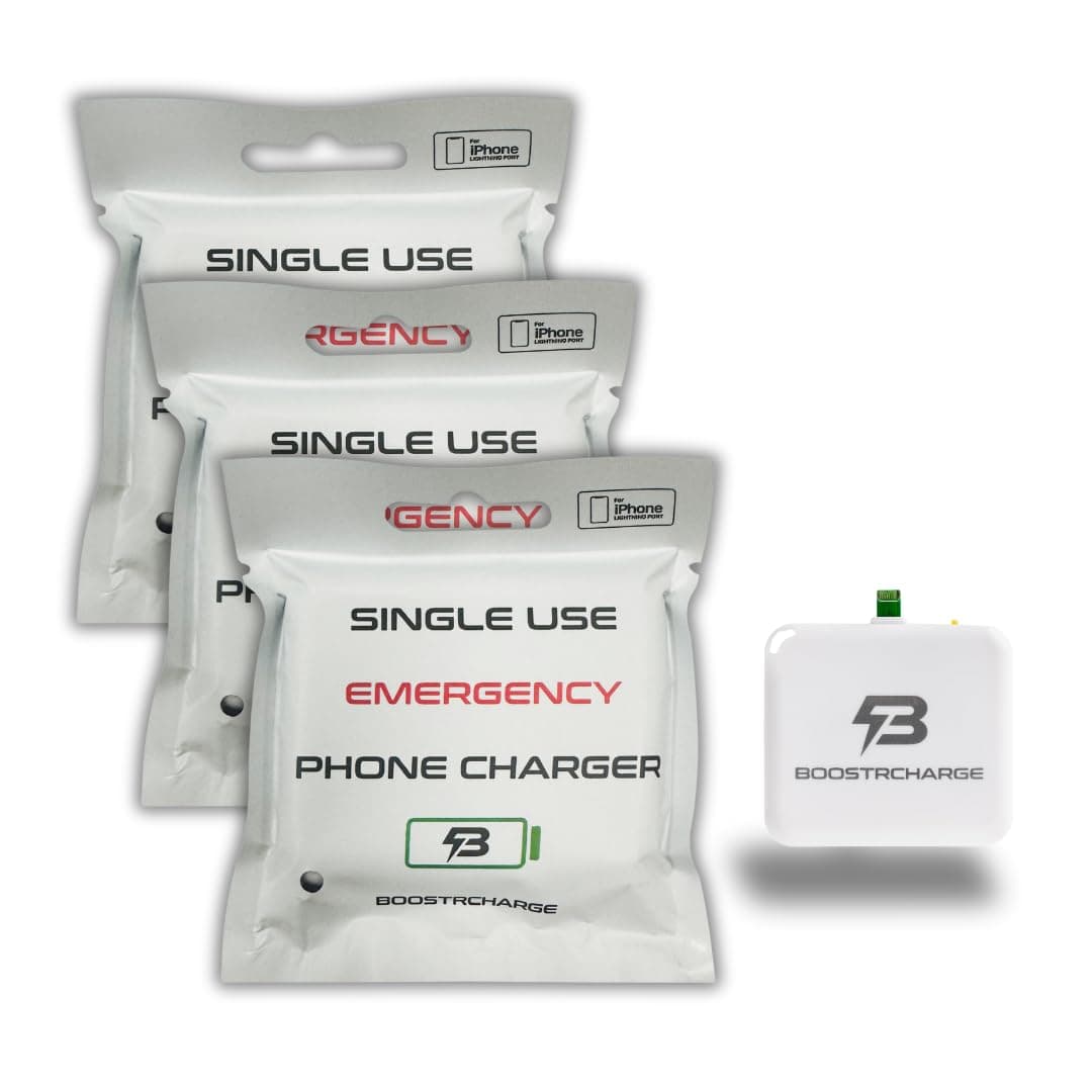 Boostrcharge Emergency Charger for iPhone (3 Pack) I Single-Use I Pre-Charged I Fast Charging I Travel Must Have