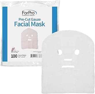 ForPro Professional Collection Precut Gauze Facial Mask, 100% Cotton Gauze, For Facial Treatments And Masks, 100-Count