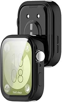 SKEIDO TPU Case For Huawei Watch Fit 3 Soft Plated Bumper Cover All-Around Screen Protector Accessories For Huawei Watch Fit3 Shell (Black)