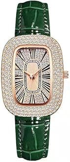 Goodern Women Quartz Wrist Watch,Fashion PU Leather Square Watches Luxury Rhinestone Watch Ladies Premium Diamond Wrist Watch Retro Square Mesh Bands Watches Stylish Jewelry Gift for Women Girls