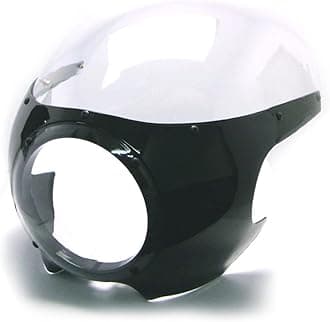 Cafe Racer Style Universal Motorcycle Headlight Fairing Cowl and Windshield - Durable Black with Clear Screen