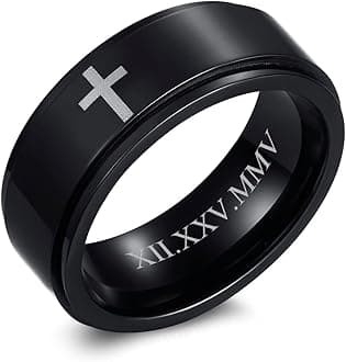 Free Engrave Customise Name Ring Men's Stainless Steel Brushed Finish 6MM Silver Comfort Fit Wedding Band Ring,Personalized Ring Gift for him,Promise Ring Wedding Band