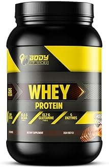 Body Builder 100% Whey Protein - 25g Protein, BCAAs, Glutamine, Digestive Enzymes for Lean Muscle Growth & Endurance, Suitable for Vegetarians & Keto Dieters (Chocolate Peanut, 2 LB)
