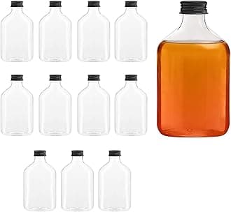– FUFU 12pcs Empty Glass Beverage Bottles (200ML, Black Lid) - For Juice, Milk, Coffee, Kombucha, Whiskey, Vodka & More