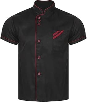 iiniimUnisex Chef Coat Short Sleeve Chef Jacket Uniform Food Service Catering Shirt Cloth Kitchen Cooking Uniform