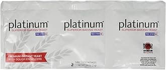 Platinum Premium Instant Yeast with Dough Enhancers - Three 1/4 oz Packages per Sleeve (Two Sleeves for Total of 6 pkgs)