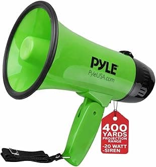 PYLE-PRO PMP22GR Compact & Portable Megaphone Speaker, Siren Alarm Mode, Battery Operated