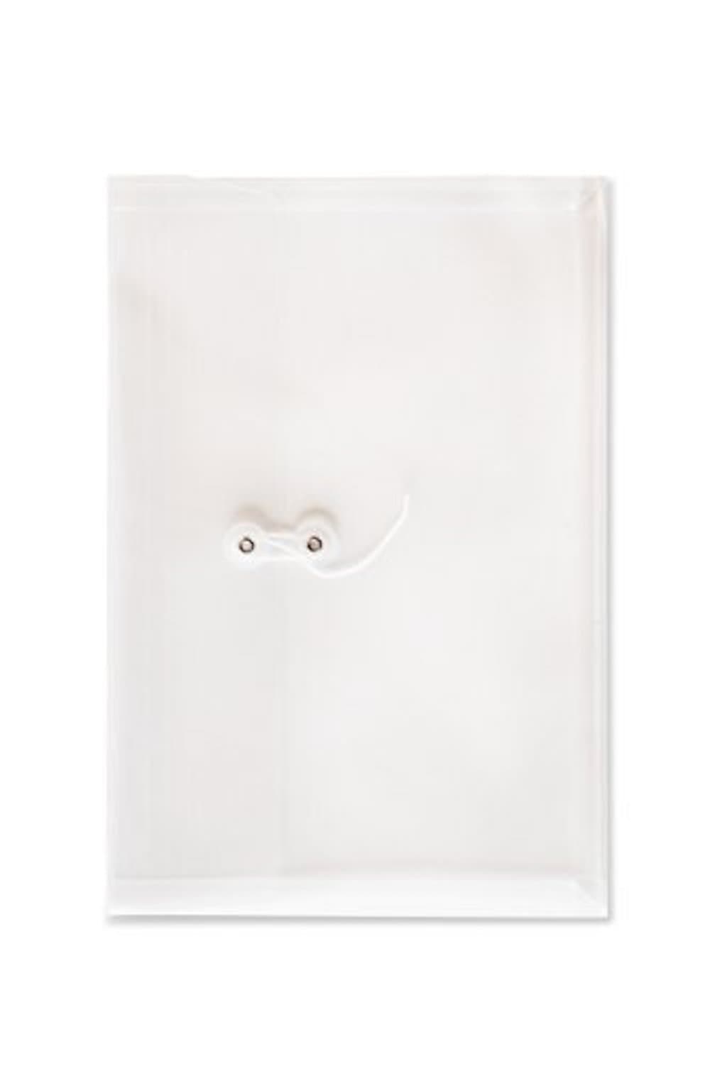 String & Button Side Loading Transparent Poly Envelope Folder, 12 Clear 13" X 10" X 1.8", A4 Project Letter Size Pack of 12