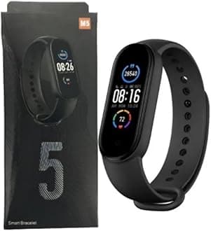 M5 Band Smart Bracelet Wristband Waterproof Sport Smart Watch Fitness Tracker Watch with Heart Rate Monitor Smart Watch with Message Reminder and Step Counter with Blood Pressure Monitor (Black)