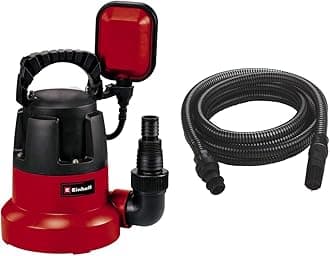 GC-DP 3580 LL Clean Water Pump | 350W Submersible Pump, Inflatables and Swimming Pools Down to 1mm & Accessory Kit Black Suction Hose 7 Meters with PVC end Fittings - max. : 35°