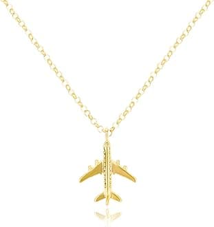 Gold Pendant Necklace for Women 14K Gold Plated Flower Mushroom Hummingbird Airplane North Star Charm Necklace with CZ Adjustable Chain Simple Statement Necklace Trendy Jewelry Gift for Women Men