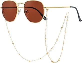 Veda Tinda VisionSunglasses for Women Trendy Retro 70s 90s Womens Oval and Square Shades UV400 Protection with Glasses Chain