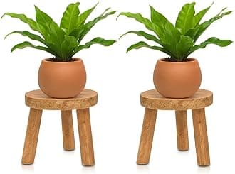 Vintageware® Multipurpose 3 Leg Wooden Planter Stand for Indoor and Outdoor || Wooden Planter Stool || Flower Pot Stand || Vase Stand || Pack of 2