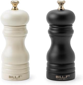Bill.F Salt and Pepper Grinder Set, Wood Pepper Mill Set of 2 Manual Salt Pep...