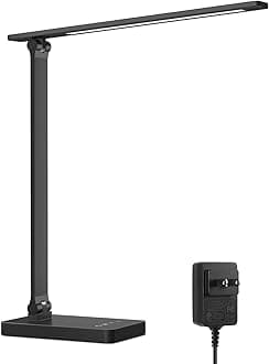 Lepro LED Desk Lamp for Home Office, 9W Metal Desk Light, Touch Control Desktop Dimmable, 3 Color Modes 5 Brightness Level, Eye Caring Task Lamp Reading, Crafts, School Supplies, Puzzle Light, Black