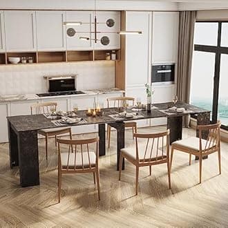 HomVent Expandable Dining Table for 6-12 Person, White Extendable Dining Room Table Wooden Kitchen Table Large Expandable Console Table Extendable from 20" to 118" Dining Table for Small Space