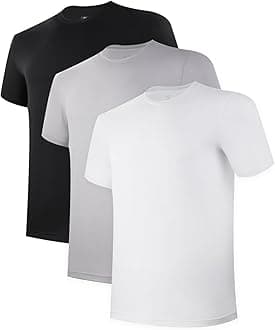 Mens Undershirts Pack, Soft T Shirts for Men, Moisture Wicking Tees, Stretchy Breathable Crew Neck Inner Shirt
