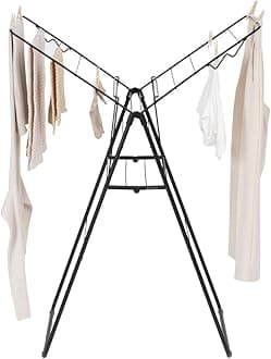 Brabantia HangOn Drying Rack, 15 metre, Matt Black - 12.5 kg Maximum load - with Adjustable Wings - Ideal for Delicate Laundry - Compact and Foldable
