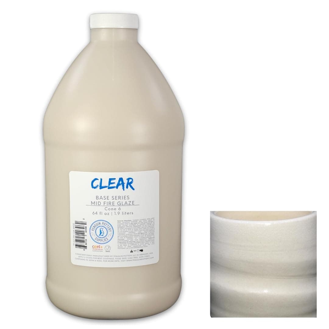 1/2 Gallon Mid Fire Clear Glaze - Cone 5-6 for Mid Fire Clay, High Fire Clay - Ceramic Glaze Pottery (1/2 Gallon | 64 oz | 1.9 L)